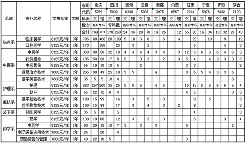 重慶三峽醫(yī)藥高等?？茖W(xué)校學(xué)費(fèi)